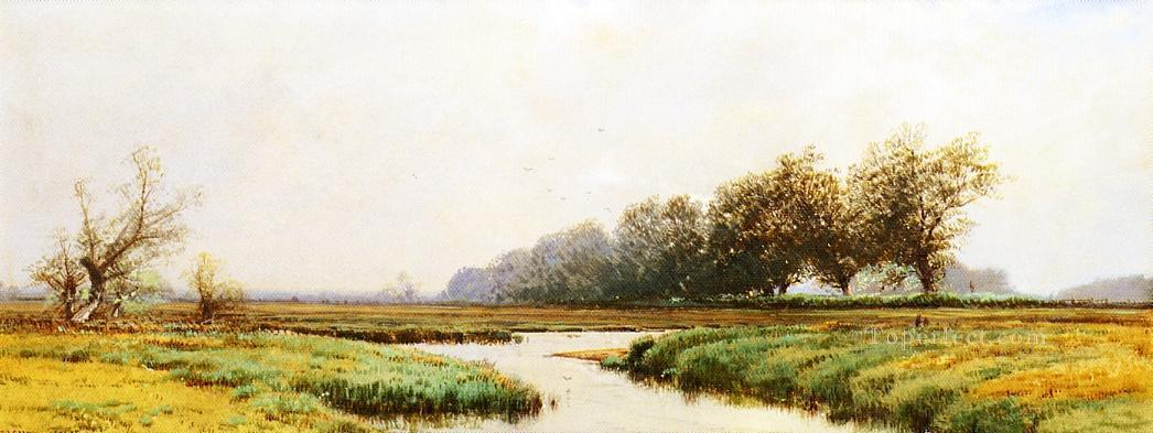 Newburyport Marshes Alfred Thompson Bricher river Oil Paintings